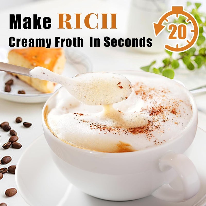 Nahida Black Milk Frother Wand for Coffee, Frother Handheld Rechargeable Electric Whisk Drink Mixer with 3 Heads 3 Speeds Coffee Frother Electric Stirrer For Latte, Cappuccino, Hot Chocolate - Image 4